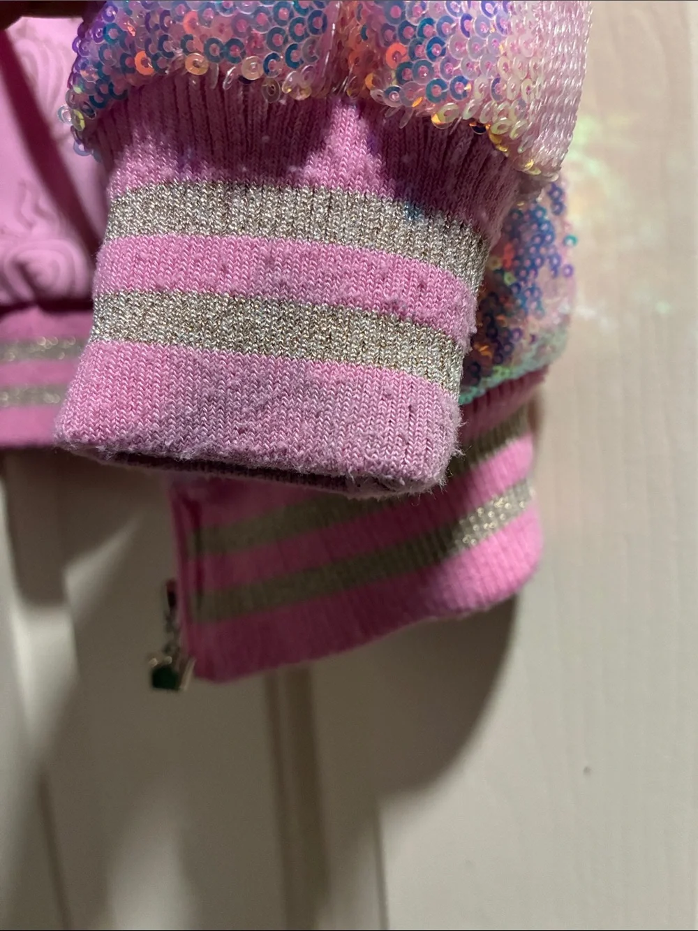 Disney Pink and Lavender Iridescent Sequin Bomber Jacket